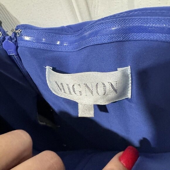 Women’s MIGNON blue Dress Formal Gems Asymmetrical Size 6 Long Maxi‎ - Picture 6 of 12